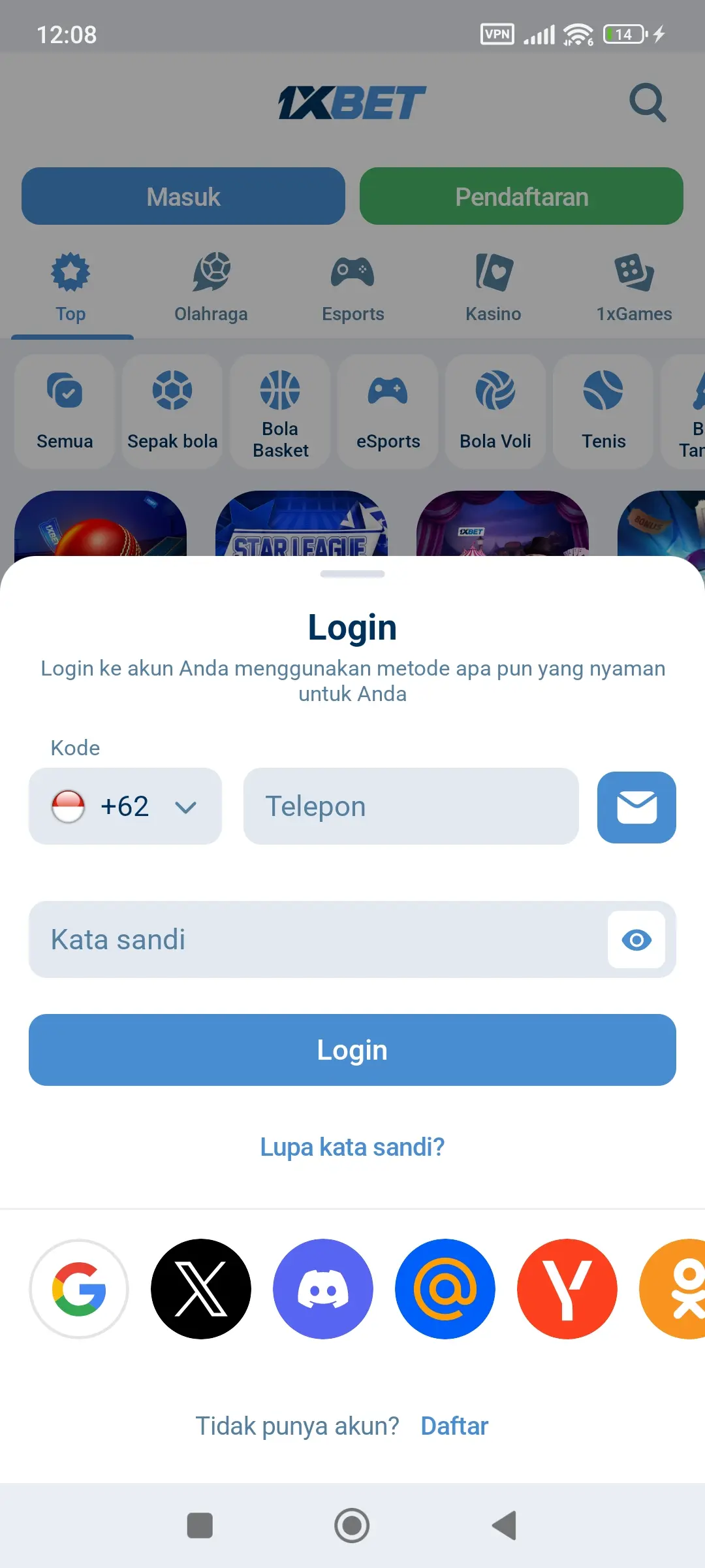 login 1xBet